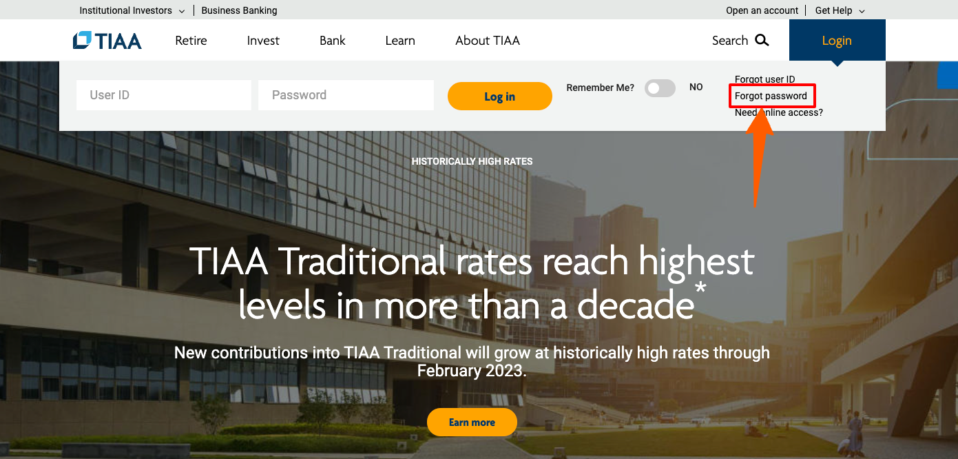 tiaa cref forgot password