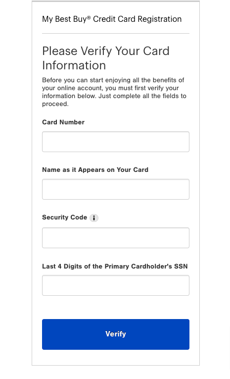 My Best Buy Credit Card Registration