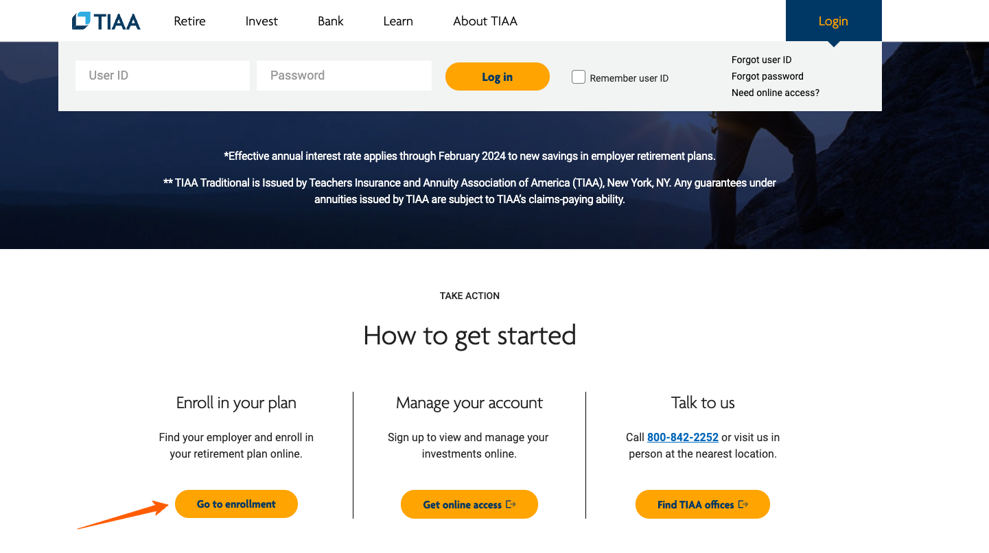 TIAA CREF Log In account enrollment