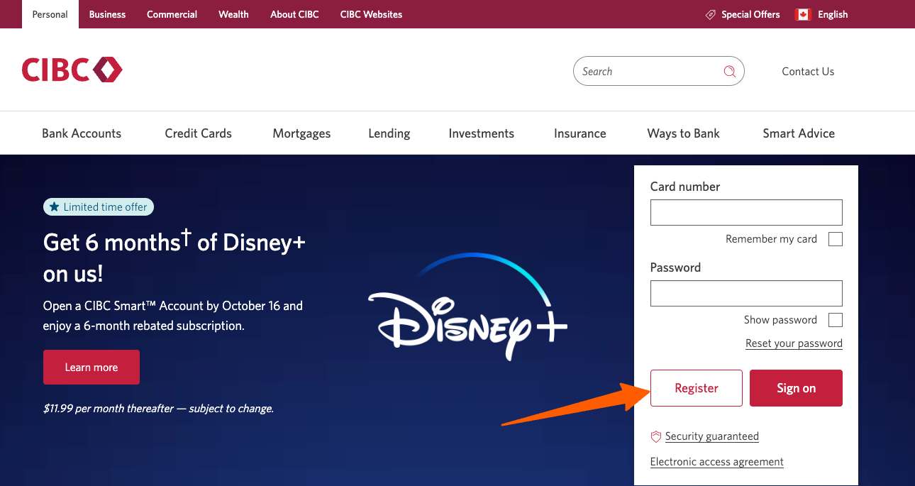 Register your CIBC Credit Card